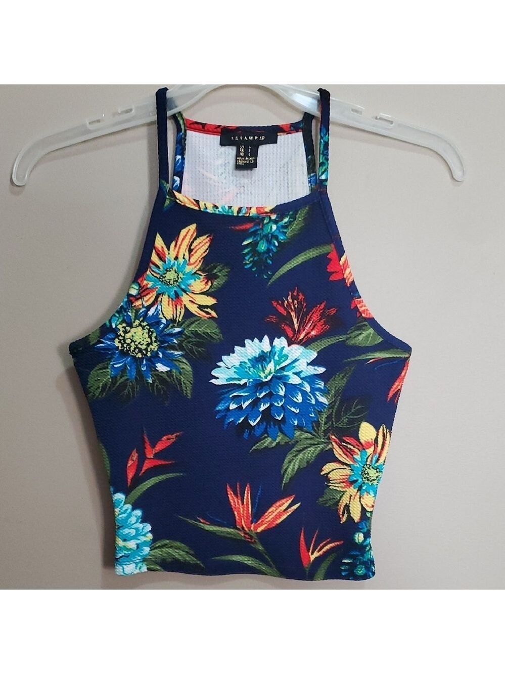 Revamped Blue Floral Crop Top Size Small